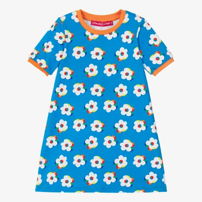 Agatha Ruiz De La Prada Kids'  Girls Blue Cotton Floral T-shirt Dress
