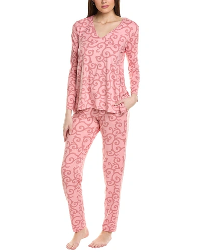 N Natori 2pc Ottoman Pajama Set In Pink