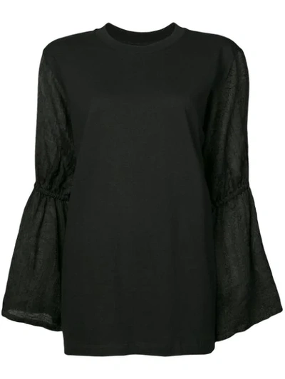Mother Of Pearl Flared Sleeve Blouse In Black