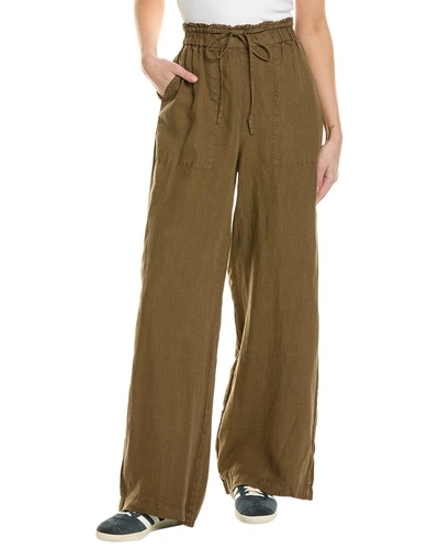 Michael Stars Jules High-rise Wide Leg Linen Pant In Green