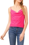 Cece Eyelet Cowl Neck Camisole In Bright Rose Pink