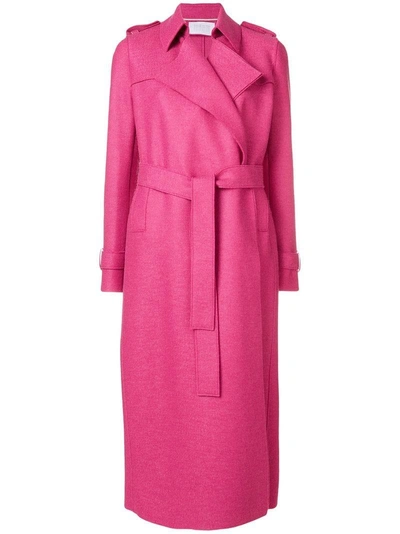 Harris Wharf London Belted Trench Coat  In Pink & Purple