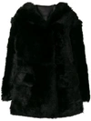 Blancha Hooded Fur Coat - Black