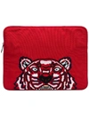 Kenzo Tiger Embroidered Clutch In Red