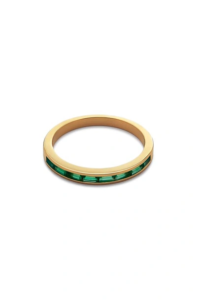Monica Vinader Mini Baguette Half Eternity Ring In 18ct Gold Vermeil / Green Onyx