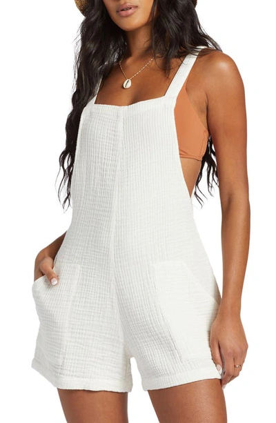 Billabong Beach Crush Cotton Gauze Cover-up Romper In Salt Crystal