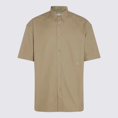 Burberry Cotton Shirt With Ekd Embroidery In Green