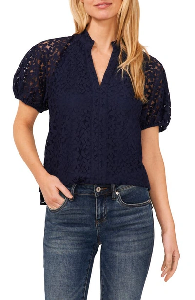 Cece Raglan Sleeve Lace Top In Classic Navy