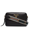 Prada Black Logo Double Strap Leather Camera Bag