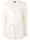 Cashmere In Love Cashmere Blend Cable Knit Cardigan In White