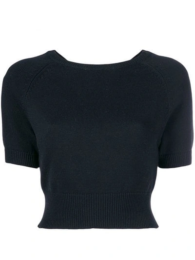 Cashmere In Love Cropped Knitted Top In Black