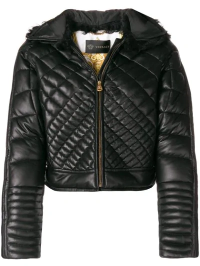 Versace Zipped Quilted Jacket - Black