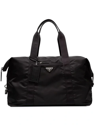 Prada Black Logo Weekender Bag