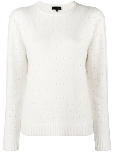 Cashmere In Love Cashmere Perforated Pattern Jumper In White