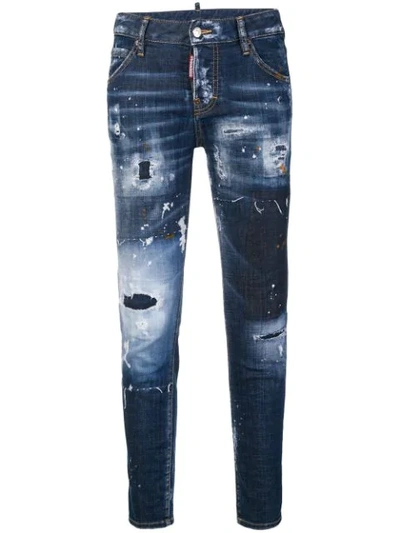 Dsquared2 Destroyed Skinny Jeans - Blue