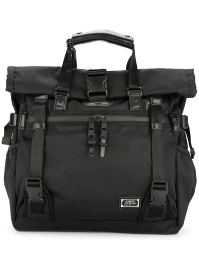 As2ov Double Buckle Tote Bag In Black