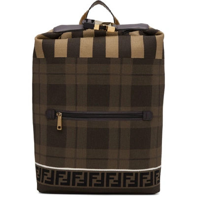 Fendi Ff Technical Knit Backpack In Brown