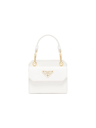 Prada White Logo Mini Leather Bag