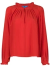 M.i.h. Jeans Sidi Pleated Silk Crepe De Chine Top In Red