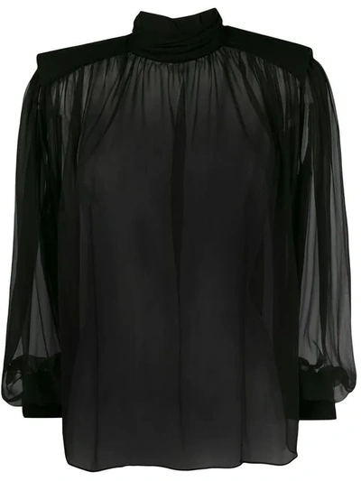 Alberta Ferretti Transparent Silk Blouse In Black
