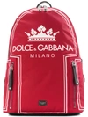 Dolce & Gabbana Crown Logo Print Backpack In Red
