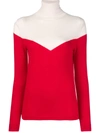 Cashmere In Love Two-tone Roll Neck Jumper In Red