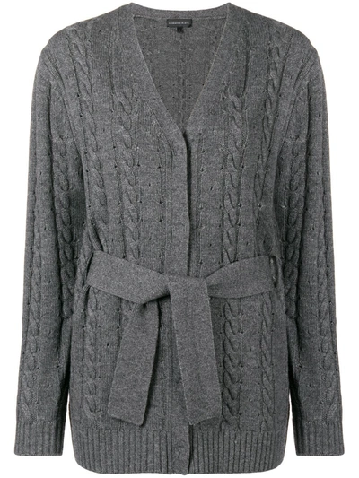 Cashmere In Love Cashmere Blend Cable Knit Cardigan In Grey