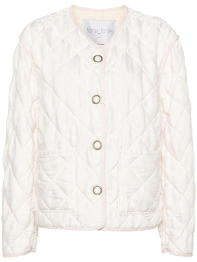 Forte Forte Quilted High-shine Jacket In White