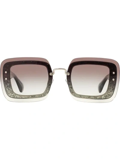 Miu Miu Reveal Glitter Sunglasses In Grey