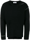 Ambush Contrast Stitch Distressed Sweater In Black