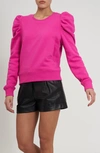 Rebecca Minkoff Janine Puff Sleeve Sweatshirt In Hot Pink