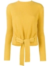 Cashmere In Love Cashmere Tie Waist Jumper In Yellow