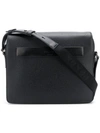 Prada Pebbled Messenger Bag In Black