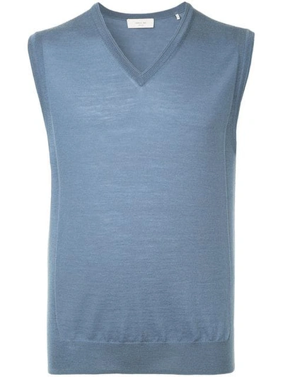 Cerruti 1881 Sleeveless Fitted Sweater In Blue