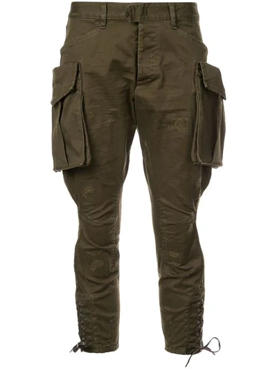 Dsquared2 Cropped Cargo Trousers In Green