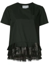 Sacai Pleated Hem T-shirt - Black