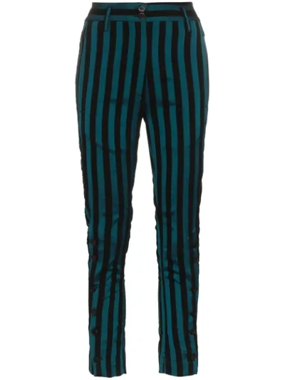 Ann Demeulemeester Striped Cotton Blend Trousers In Black