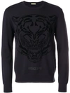 Versace Jeans Logo Printed Crew Neck Sweater In Blue