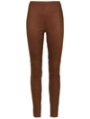 Nk Leather Skinny Trousers In Brown