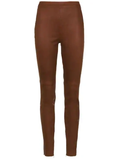 Nk Leather Skinny Trousers In Brown
