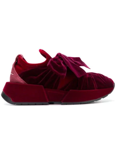 Mm6 Maison Margiela Velvet Bow Sneakers In Red