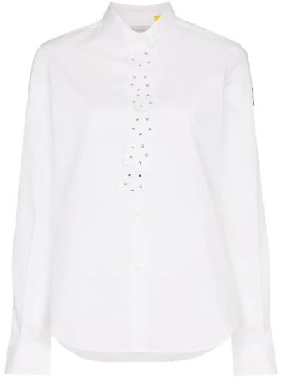 Moncler Shirt With Floral Appliquè In White