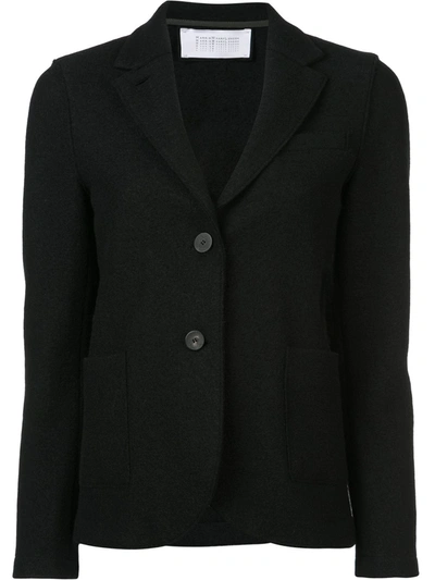 Harris Wharf London Curved Hem Buttoned Blazer In Black