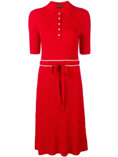 Cashmere In Love Cashmere Blend Ribbed Knit Dress In Red