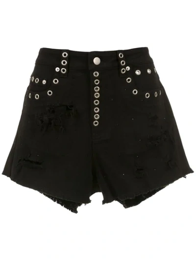Andrea Bogosian Embellished Denim Shorts In Black