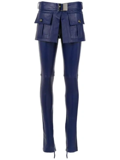 Andrea Bogosian Leather Skinny Trousers - Blue