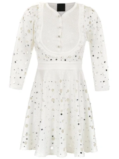 Andrea Bogosian Apliqué Knitted Dress In White