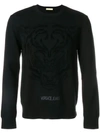 Versace Jeans Crew Neck Logo Printed Sweater In Black