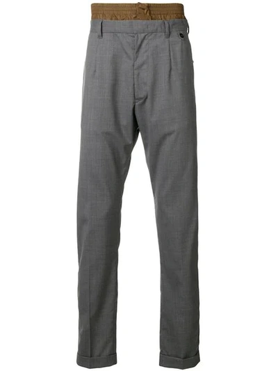 Prada Techno Waist Detail Trousers In Grey