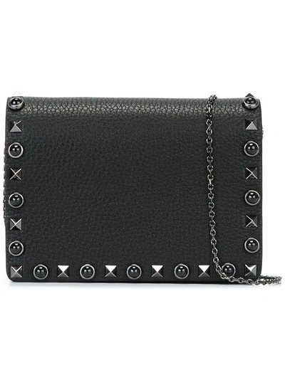 Valentino Garavani Valentino  Rockstud Rolling Noir Foldover Clutch - Black